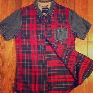 Modern amusement checkered denim wool